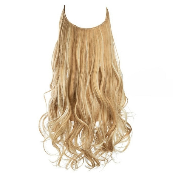 💛 Hiara Extensions Invisible Seamless Blend Halo Wavy Blonde Highlights Wig - Picture 3 of 10